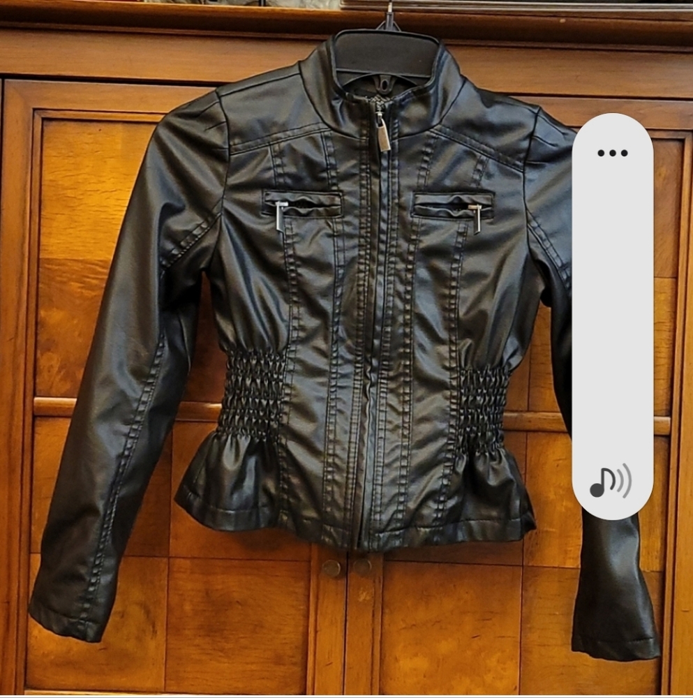 Girls- Black Faux Leather Jacket Suze 19/12
